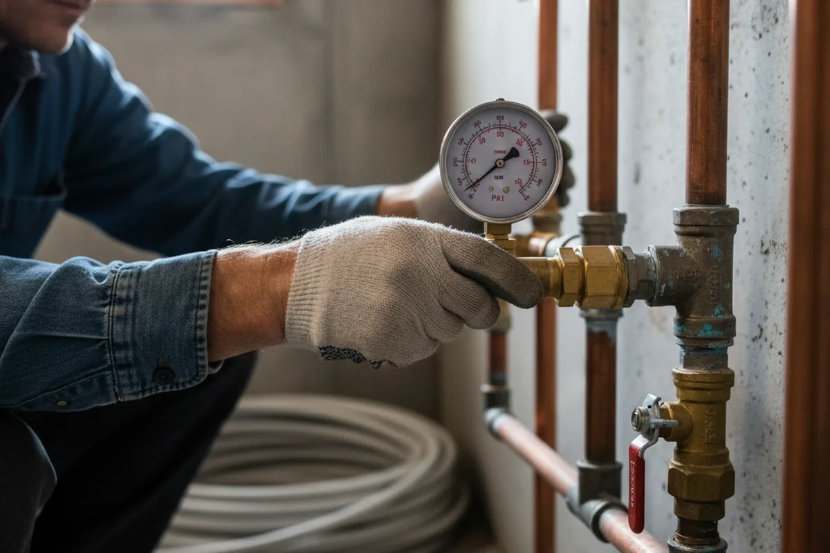 Pressure testing a repaired line during Water Line Repair in Oriental